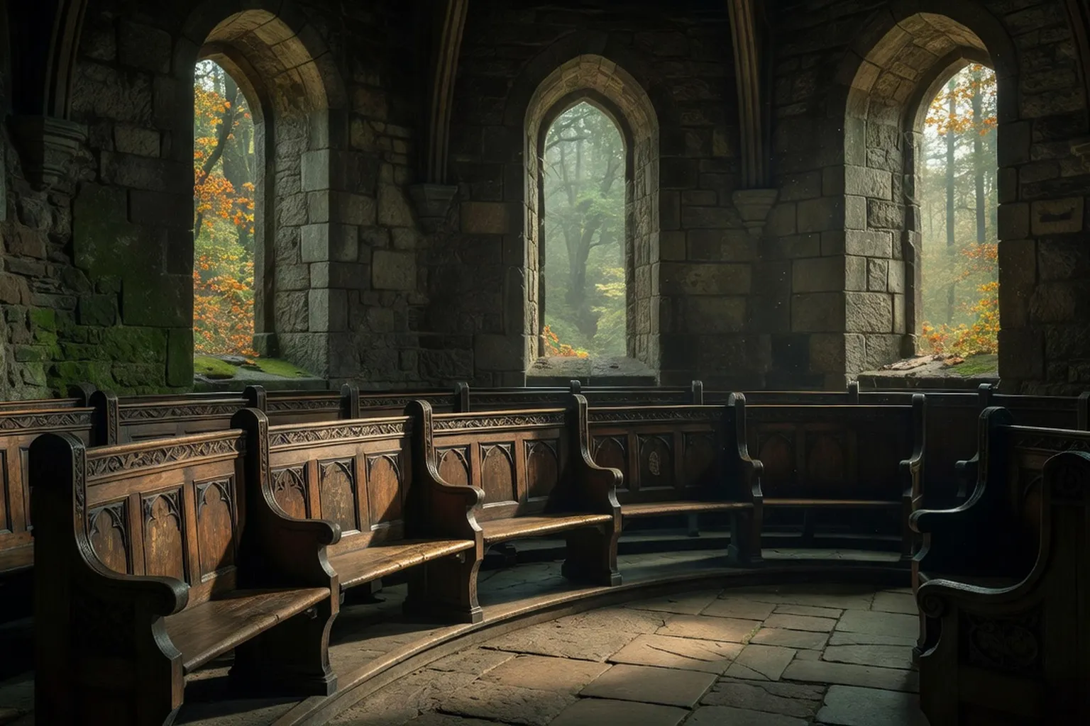 Salle capitulaire de la collégiale de Saint-Hubert où siégeaient les chanoines