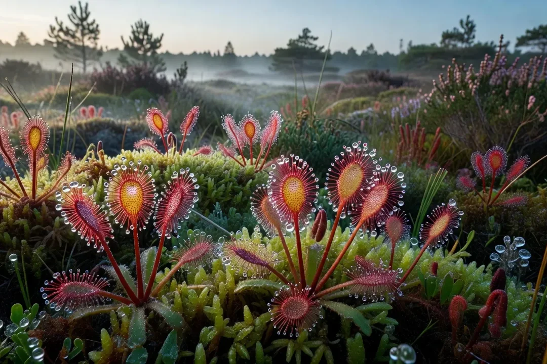 Cerf élaphe bramant à l'aube dans la brume d'une forêt ardennaise en automne