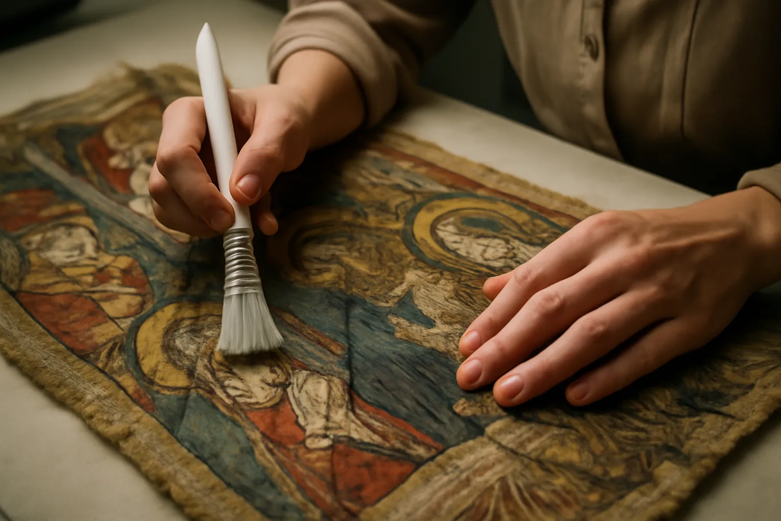 Échafaudage de restauration sur la façade gothique de la basilique de Saint-Hubert, travaux de conservation de la pierre